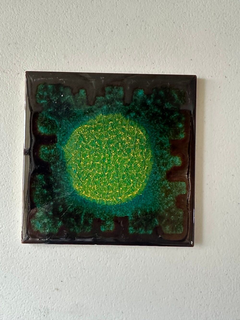 Hereford Tiles England Abstract Eclectic Crackle Glazed Ceramic Tile Trivet